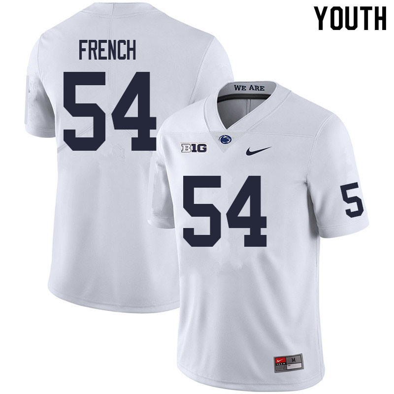 Youth #54 George French Penn State Nittany Lions College Football Jerseys Sale-White - Click Image to Close